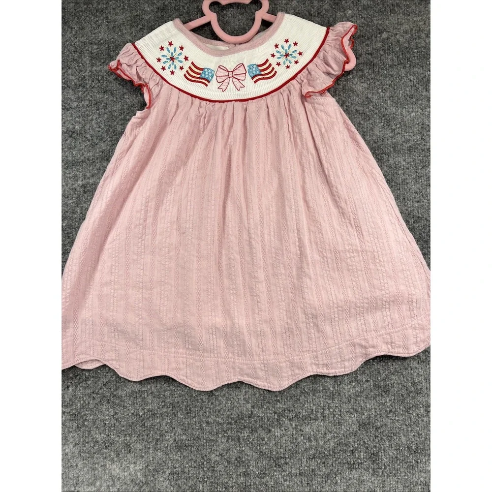 Abby & Erie Pink Smocked Patriotic Dress - Size 2 / 2T - EUC